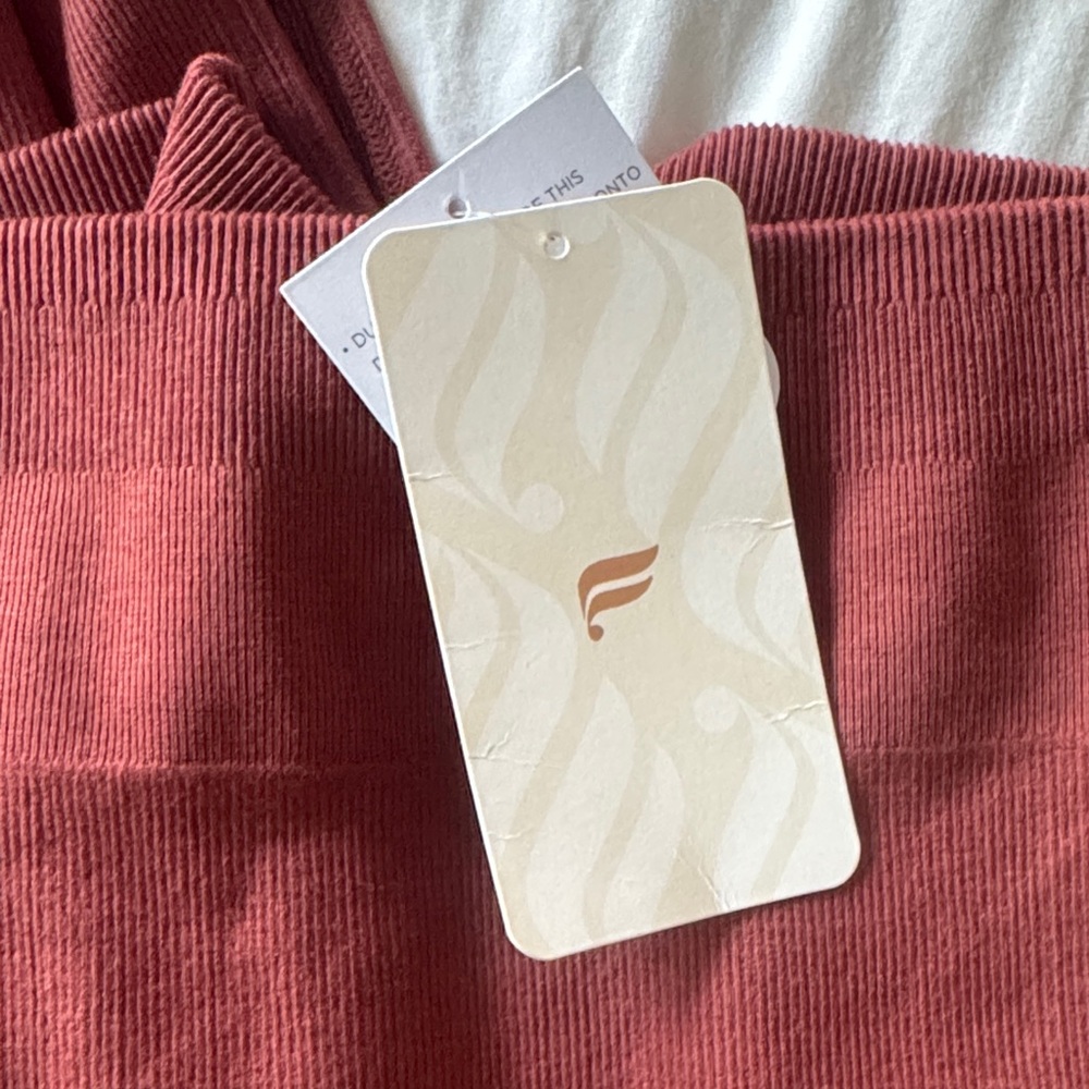 Fabletics Rust Ribbed High-Rise Midi Skirt with Side Slit - Picture 5 of 5